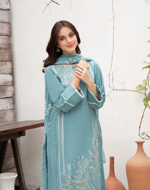 Elsa: Regal 3-Piece Embroidered Lawn Ensemble
