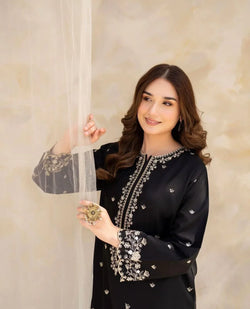 Black hook Embroidered Lawn Ensemble