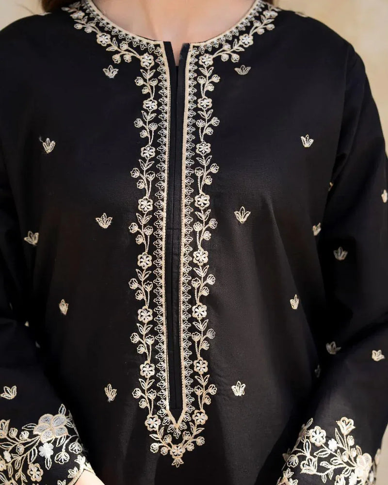 Black hook Embroidered Lawn Ensemble