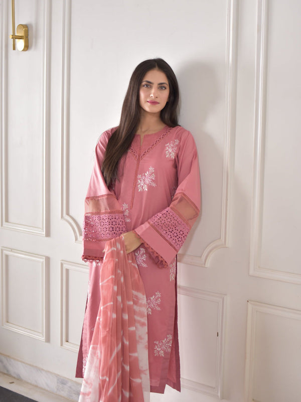 Rose Bell 3-Piece Embroidered Ensemble