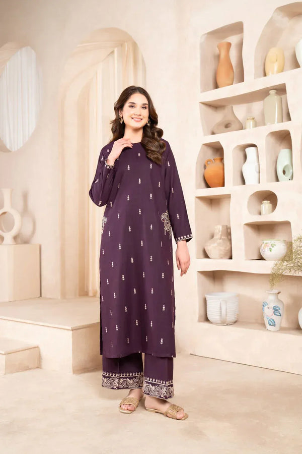 Luxe Purple Embroidered 2-Piece Lawn Set