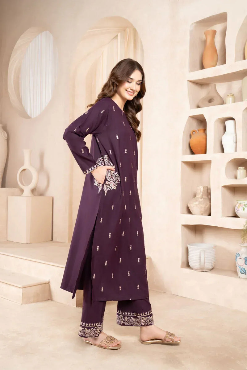 Luxe Purple Embroidered 2-Piece Lawn Set