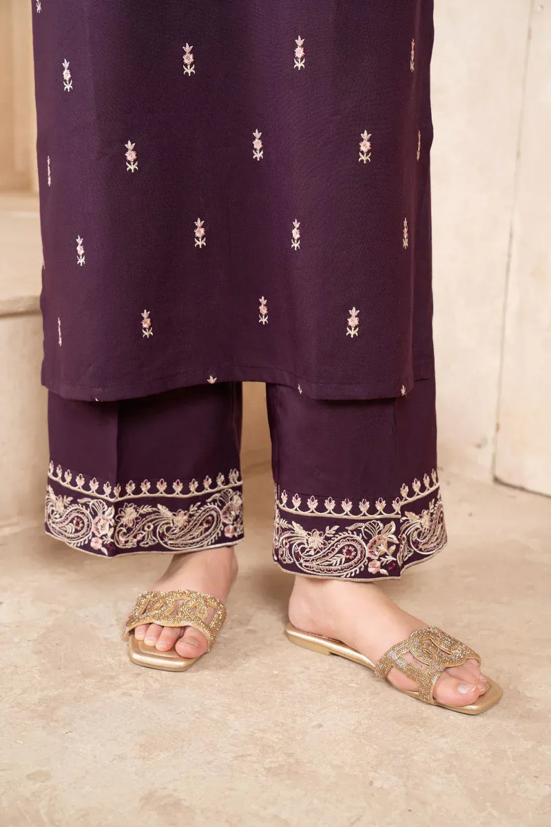 Luxe Purple Embroidered 2-Piece Lawn Set